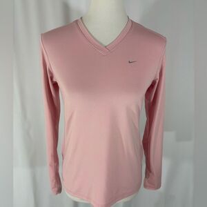 Nike Fit Dry V Neck Long Sleeve Activewear Top